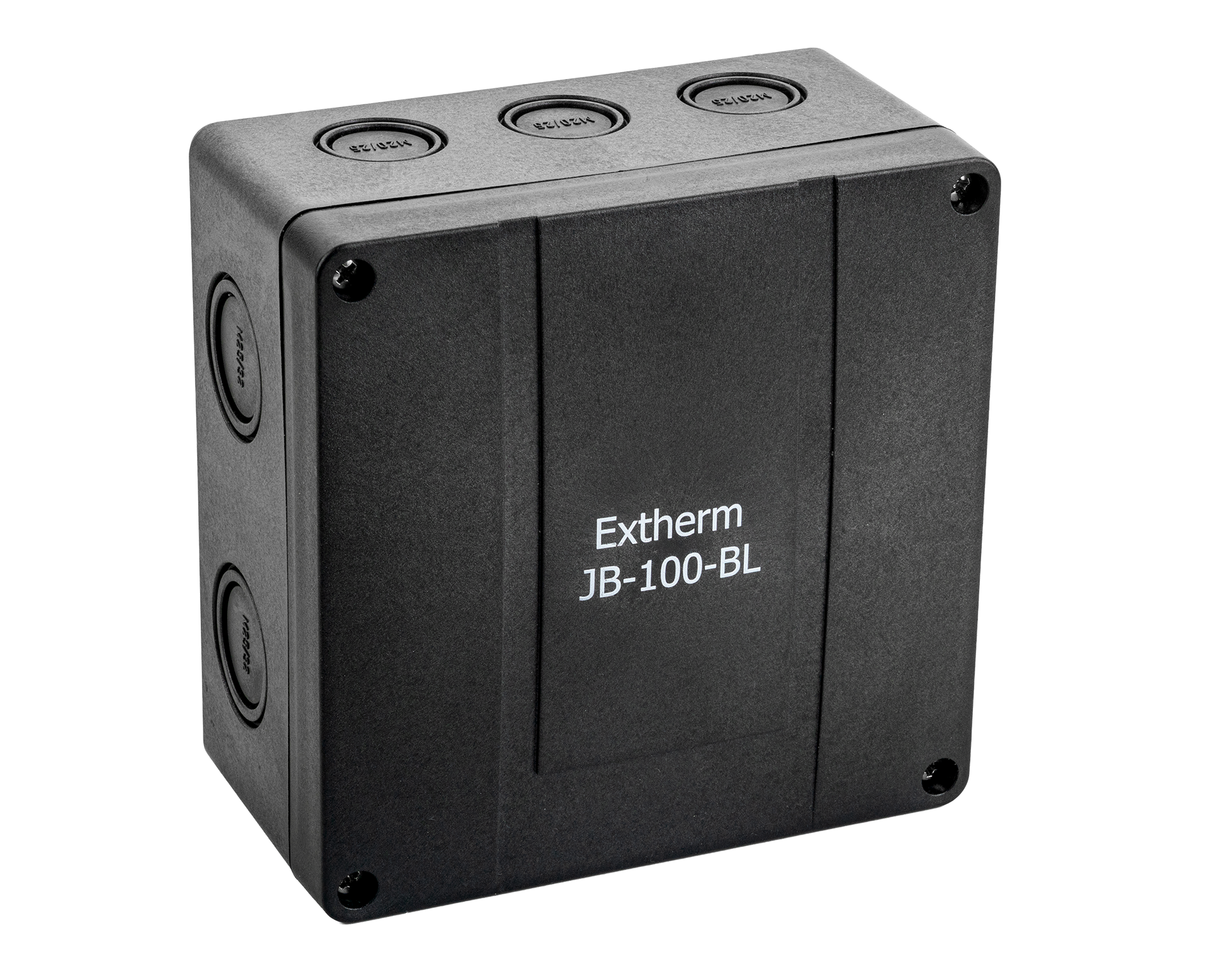 Extherm JB-100-BL коробка распределительная 140*140*76 мм IP 66, черная, в комплекте с клеммным рядом 10х10мм², 76А