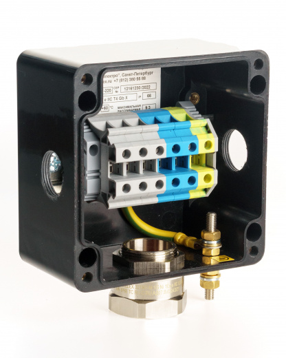 Extherm sborka 2PМ/3D-160 Коробка клеммная взрывозащищенная проходная на основе модульного управляющего устройства серии MT с металлической опорой