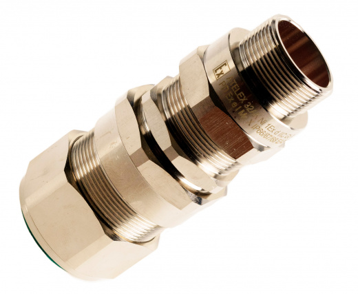 Extherm 32AK 05 Кабельный ввод взрывозащищенный М32х1,5 с уплотнением для бронированного силового кабеля d вн. 17-25,9 мм, d нар.23,7-33,9 мм, М32x1,5 6g, 1ExdIIC Gb X / 1ExeII Gb X, IP66/67/68 и гайкой, латунь