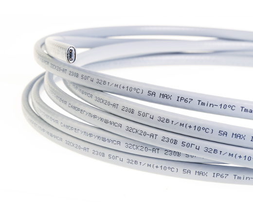 Extherm 32CK20-AT нагревательный кабель саморегулирующийся строительного применения (кровли, трубы) 32 Вт/м, термопласт