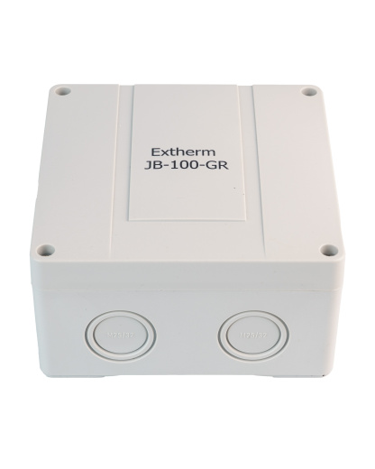Extherm JB-100-GR коробка распределительная 140*140*76 мм IP 66, серая, в комплекте с клеммным рядом 10х10мм², 76А