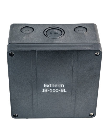 Extherm JB-100-BL коробка распределительная 140*140*76 мм IP 66, черная, в комплекте с клеммным рядом 10х10мм², 76А