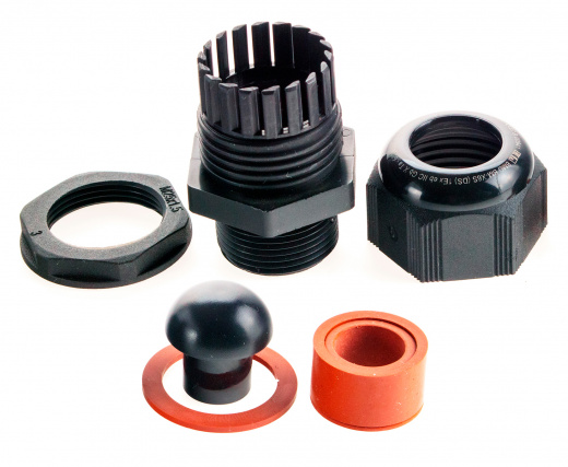 Extherm BM-X6S-LP (DS) Кабельный ввод взрывозащищенный М25х1,5 с уплотнением  для небронированного силового кабеля Ø10-18мм,  с уплотнительным кольцом и контргайкой, полиамид