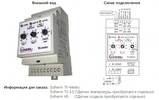 EXTHERM Th-Meteo регулятор для управления системой электрообогрева на кровлях/площадках