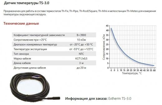 EXTHERM TS-3.0 - Универсальный датчик температуры